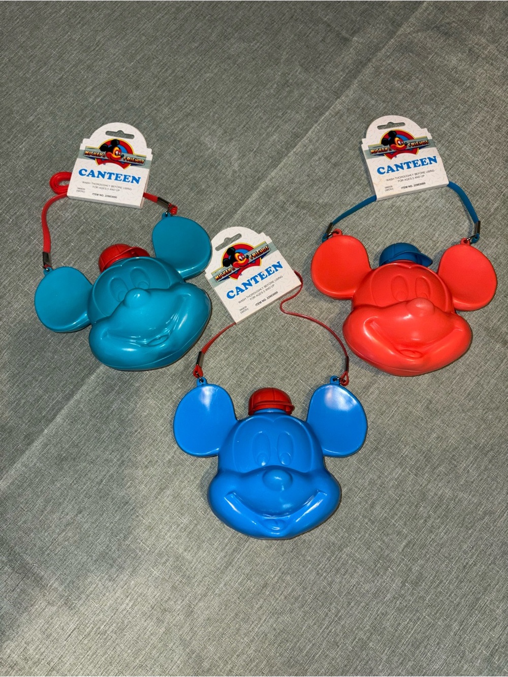NWT Vintage 90s Mickey Mouse Plastic Canteen Lot